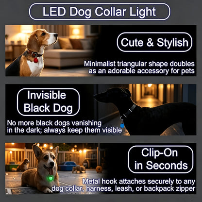 LED Pet Pendant Collar Light, LED Dog Collar Light, Clip-On Dog Safety Light, High Visibility Light Up Dog Collar Accessory, Lig