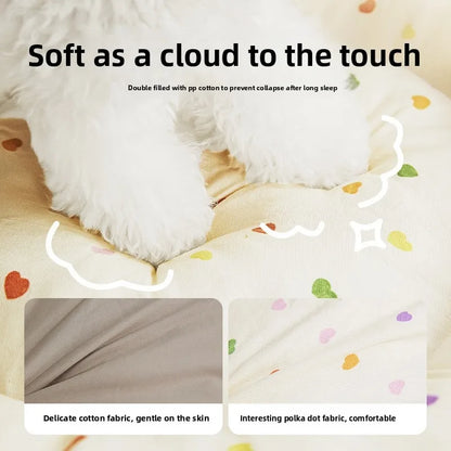 Semi-Enclosed Winter Pet Bed Pumpkin Nest Cat Dog Bed All Season Bowknot Cozy Pet Nest Mat for Cats Dogs