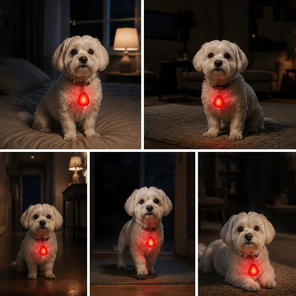 LED Pet Pendant Collar Light, LED Dog Collar Light, Clip-On Dog Safety Light, High Visibility Light Up Dog Collar Accessory, Lig